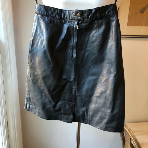 Vintage 80s Leather Mini Skirt sz XS - Picture 2 of 8
